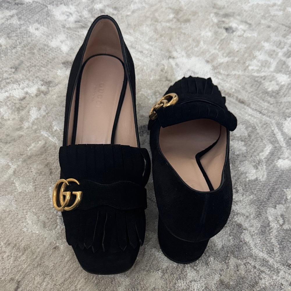 Gucci Women's Marmont Loafers Suede with Gold Detail- worn 2x